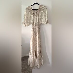 Doen Isidore Cream Parc Monceau Floral Tie Waist Dress Size Medium